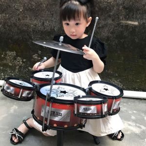 WARM STOP Drum Sets 5 Drums Musical Instruments with Drumsticks Beat Simulation Jazz Drum Music Childrens Educational Instrument Drumsticks Children Jazz Drum Toy Children/Kids Gifts