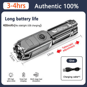 【Ready stock】Super Bright LED Torch light Flashlight  Zoom Light ABS Strong Light Focusing Flashlight with Rechargeable Usb Zoom Light Flashlight Multifunctional Outdoor 手电筒 Camping Flashlight