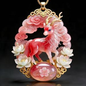 Luxury Pendant Mythical Deer Necklace Light Luxury Bai Ze Spirit Pendant Elegant High-End Jewelry Gift Delicate Deer Charm for Men Women