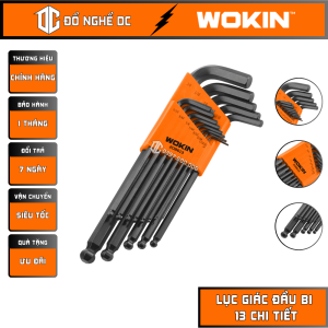 Bộ Lục Giác Đầu Bi Hệ Inch 13 chi tiết WOKIN 208613 Thép CrV đen sử dụng cho việc mở ốc đầu lục giáctháo lắp bộ phận xe