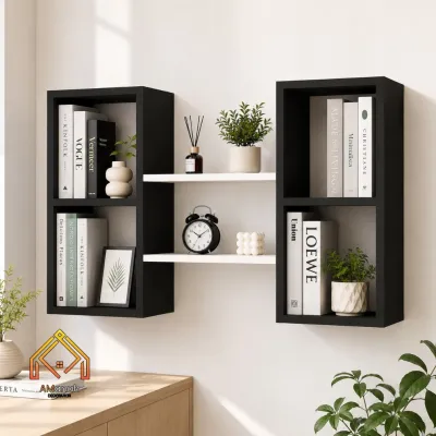 Rak Dinding Minimalis Kotak RKA055 Rak Pajangan Buku Tanaman & Dekorasi Rumah Modern