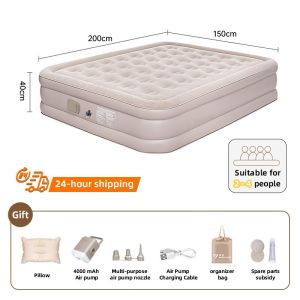 Air Bed Double or Single Inflatable Bed Queen or King Family Size For Camping With Electric Pump Automatic Portable Foldable For Camping Tent camping air bed