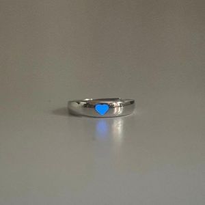 WFYW Blue Pink Color Luminous Ring Punk Style Vintage Style Glow In Dark Ring Opening Design Couple Ring for Women Men