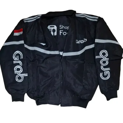 Jaket Bolak Balik GB Hitam - Jaket Driver Hitam - Jaket bb Pria - Jaket sfd Hitam Bolak balik - Jaket Motor Pria full Hitam