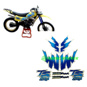 STIKER STRIPING LIS LES BODY MOTOR SUZUKI TS 125 MONO SHOCK WARNA BIRU 1SET STANDAR