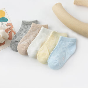 JJT 5 pairs Breathable Mesh Baby Socks for Summer Anti-Slip Floor Socks with Soft Cotton Material for Toddlers and Kids