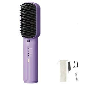 Cordless Hair Straightener Brush Convenient Fast Heating Hot Tool with 3 Heat Settings Travel Styling for All Hair Types