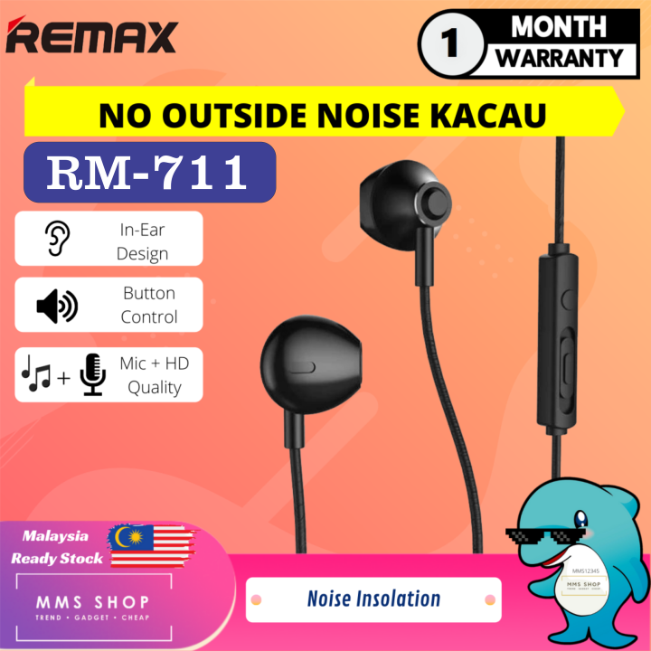 Original Remax RM-711 Stereo Music Earbuds 3.5mm Noise Insolation ...