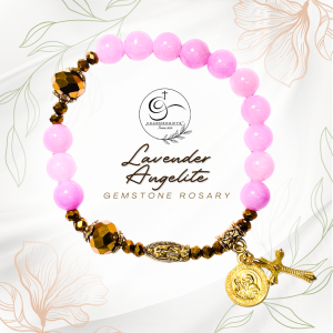 [Mycharmedgifts] Lavender Angelite Semi Precious Gemstone Rosary Bracelet
