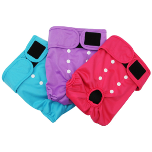 3 Pack Washable Dog Nappies For Females In Heat Solid Color For Every Size Sanitary Diaper