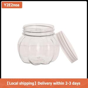 【Local shipping】 5Pcs 150ml Pumpkin Jar Transparent Plastic Jar With Lid Candy Cookies Grain Tea Seasoning Storage Container Kitchen Supplies