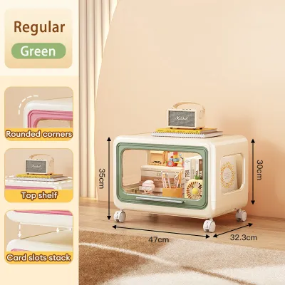 Multifunctional Childrens Toy Storage Cabinet Book Miscellaneous Organizer Cabinet Plastic Wheels Home Storage Rack Shelf