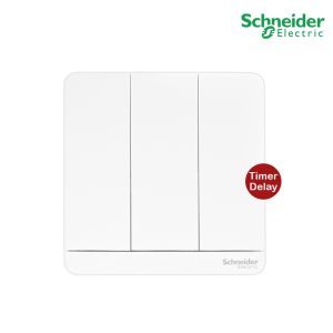 Schneider Electric E8333PRL1_WE สวิตช์ไฟหน่วงเวลาทางเดียว 3ช่อง มีไฟ LED 3time delay switch4A250Vสีขาว รุ่น AvatarOn E