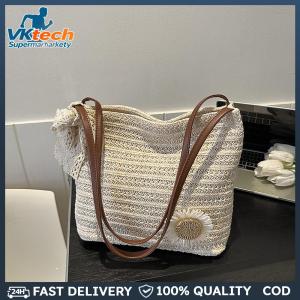 Women Straw Woven Tote Handbag Large Capacity Shoulder Bag Underarm Purse for Travel Shopping Daily Use