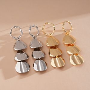 WATER Round Circular Tassel Earrings Iron Gift Accessories Ear Pendant European American Fashion Jewelry Metal Drop Earrings Women