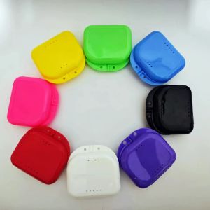 50pcs Denture Storage Dental Retainer Orthodontic Mouth Guard Container Plastic Oral Hygiene Supplies Dental Tray Case for Dentures