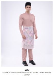 [RED/PINK SET] Baju Melayu Nabil Ahmad 2022 SANTANA by JAKEL Baju Melayu Raya Cekak Musang Slim Fit Free Butang Baju dan Samping