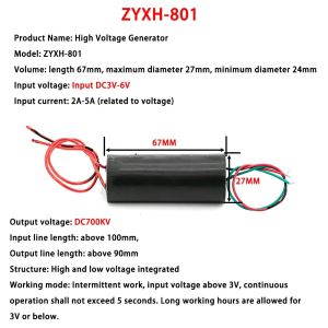 Dc 3.7v-7v dc 6v-12v bis 20kv 700kv 800kv cao máy phát điện áp tăng tăng áp mô-đun xung máy phát hàn hồ quang cuộn dây đánh lửa mô-đun bộ tự làm bếp lò đánh lửa tĩnh điện hấp phụ thí nghiệm sinh viên tự làm cao áp xung máy phát hàn hồ quang biến tần tăng