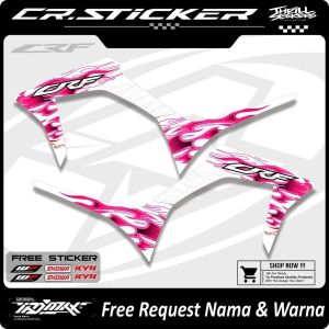 05 STIKER STRIPING CRF 150 L MOTIF API PUTIH KEREN STRIPING HONDA CRF 150L HOLOGRAM