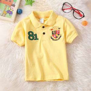 polo shirt ng mga bata Kids Shirt Boy Polo Shirt Digital embroidery Logo Short Sleeve Striped sleeves Kids Clothing Comfortable and temperamental