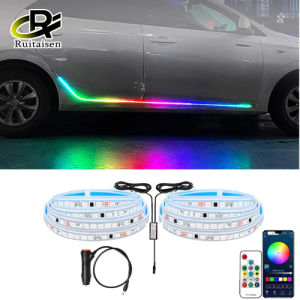 Đèn Ốp Sườn Cửa Xe Ô Tô Dải Đèn Chạy Bảng LED RGB Có Điều Khiển Ứng Dụng Từ Xa Không Dây Đèn Trang Trí Xung Quanh Ô Tô Neon