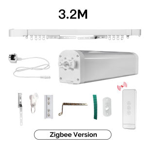Smart Motorized Curtain Track Kit - Works with Alexa Google Home Smart Life & Tuya App | Remote/ZIGBEE Control Quiet Motor Adjustable Length (1-5.2m) for Home/Office