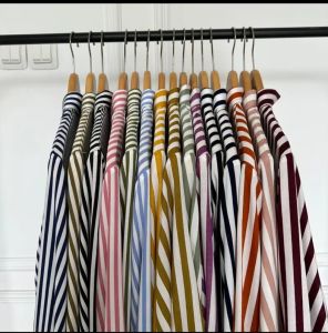 STRIPE SHIRT KEMEJA WANITA LENGAN PANJANG MOTIF SALUR SIZE M L XL XXL