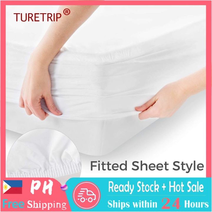 【Quality Stock】Smooth Waterproof Mattress Cover Queen King (White