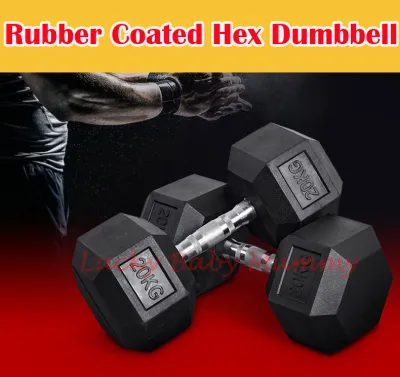 Rubber Coated Hexagon Dumbbell with Contoured Chrome Handle - Dumbbells hex dumbbells