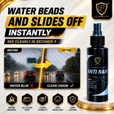 【CP CAR Detailer】Anti Rain Repellent Windshield Coating 120ml – Water Beading | Rain Repellent for Car Glass | Clear Vision in Rain