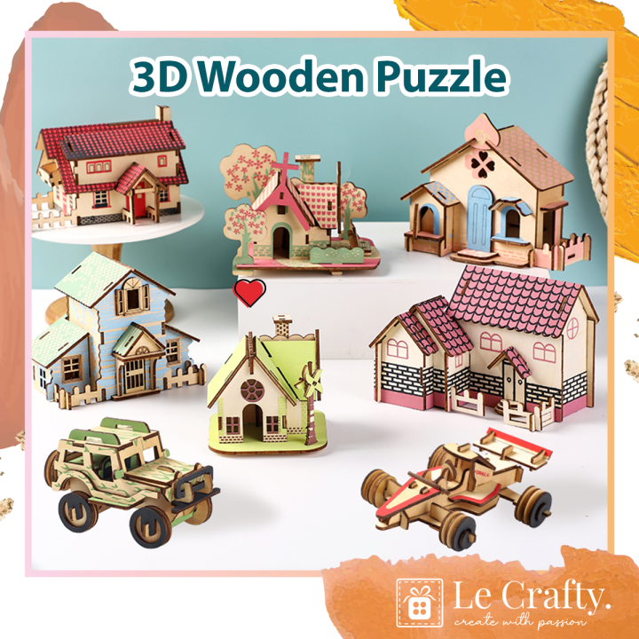 Lecrafty - 3D Wooden Puzzle Color Children Kids Diy Educational Fun ...