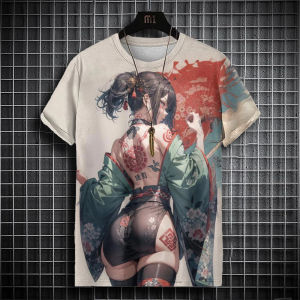 [Local Stock] VCC Trendy Anime Beauty Pattern T Shirts For Men Summer Fashion Streetwear 3D Printed Hip Hop Tees Loose Breathable Harajuku Tops
