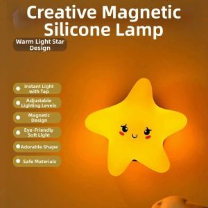 CMIEWN5 Creative Moon Silicone Wall Lamp Cartoon Silicone Rechargeable Night Light Exquisite Patting Touch Control LED Star Night Light Home Decor