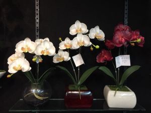 กระถางดอกไม้ปลอม ดอกกล้วยไม้ประดิษฐ์พร้อมกระถาง