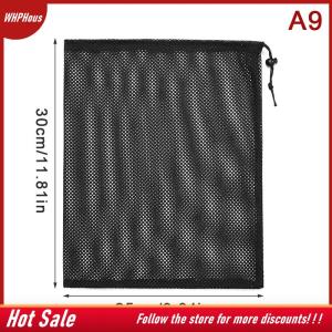 【COD】🔥🔥🔥 Black White Durable Mesh Drawstring Bag Storage Pouch Multi Purpose Home Travel Outdoor Activity Laundry Bag Stuff Sack