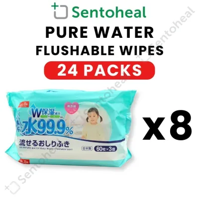 LEC Pure Water Flushable Baby Wipes 60 sheets x 24 packs