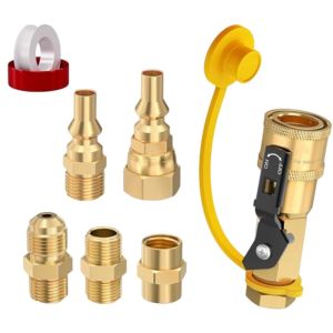CARSERVICESTORE 7pcs Propane Quick Connect Fittings For RV Low Pressure Systems Brass Gas Appliance Connectors For Stoves Heaters Grills Fire Pits