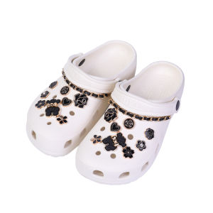 18Pcs/Set Crocs Charms Shoes DIY Buckle Necktie Bear Camellia Removable Leather Chain Clogs Decoration for Crocs