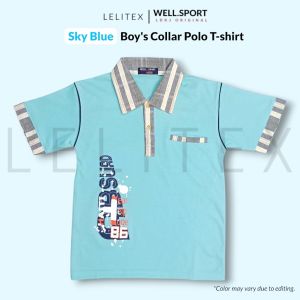 [Lelitex] Boys Polo Collar T-shirt with Hidden Pocket Woven Cuff and Printing for age of 3 - 10 years