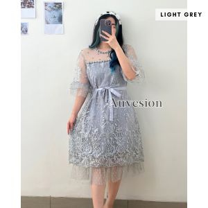 4989 Rosa Tile Strap Brukat Midi Dress Wanita | Dress Pesta Dress Kondangan Dress Natal