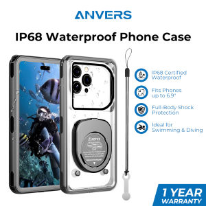 Anvers IP68 Waterproof Phone Pouch | Universal Underwater Case up to 6.9" | Swimming Snorkeling Diving Bag with Self-Check