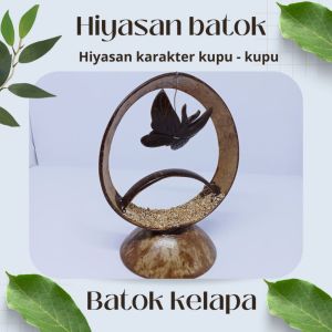 Hiasan meja cantik Batok kelapa / Hiasan kupu - kupu austetic buat lemari kaca meja kantor