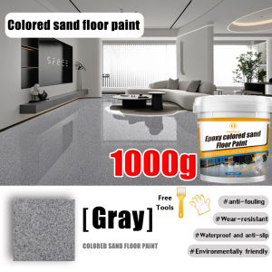 🔥2KG With 1pcs Brush🔥Epoxy Floor Paint Cement Floor Paint Wear-Resistant Waterproof Suitable For Warehouse Workshop Outdoor Indoor Garage Office Gym Factory Playground Shopping Mall