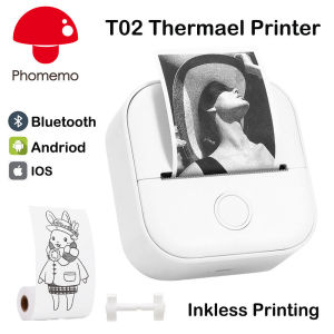 Phomemo T02 Pocket Printer Photo Journal Printing 53Mm Sticker Labels Bluetooth Wireless Connection No-Ink Thermal Printing Keep For 10 Years Fade Resistant  Xmas Gift