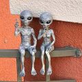 DUOJI Alien Outer Space Pose Skeleton Space Alien Statue Martians Decoration Body Figure Toy Skull Human Model Mr. Bones Skeleton Figures Skeleton Body. 