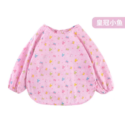 EZYLITTLES Baby Bibs Toddler Waterproof Long Sleeve Apron Cartoon Children Feeding Smock Bib Baby Stuff