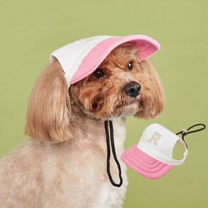 ER52858 Adjustable Dog Sport Letter Cap Embroidered with Ear Holes Dog Sun Hat Fashion Breathable Pet Baseball Cap Outdoor