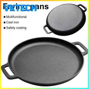 30cm Iron BBQ Camping Fry Pan with Dual Handles Steak Pork Chicken Cooking Pot Kitchen Outdoor BBQ Grill Kitchen Cooking Pot