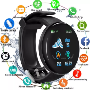 Original D18 Smart band Watch Heart Rate Monitor Mens Womens Smartwatch Round Fitness Digital Watches for Men Women Band Bracelet PK D20 Y68