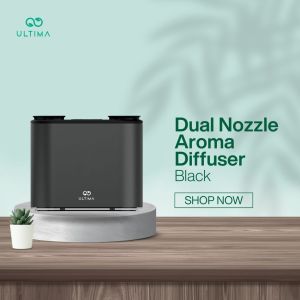Ultima Dual Nozzle Aroma Diffuser | Aromatherapy Oil Diffuser with Ambient Light Black Silver